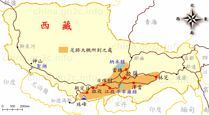 西藏之旅地圖